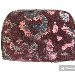 Pink & silver sparkle cosmetic bag